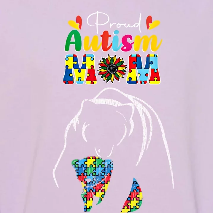 Proud Autism Mom Mother Autistic Awareness Mama Bear Funny Gift Garment-Dyed Sweatshirt