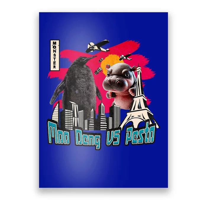 Pesto And Moo Deng Battle Penguin Pesto Vs Moo Deng Hippo Poster