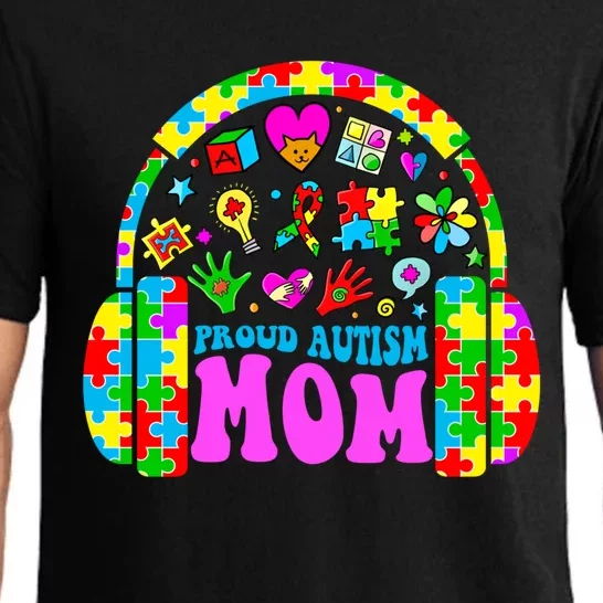 Proud Autism Mom Retro Mama Autism Awareness Month Gift Pajama Set