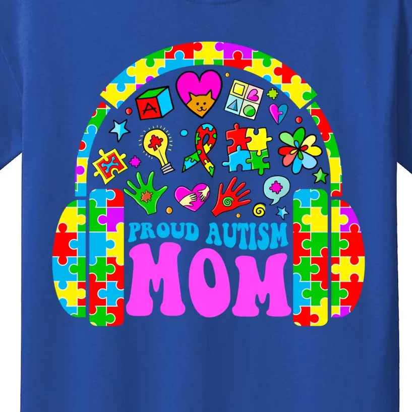 Proud Autism Mom Retro Mama Autism Awareness Month Gift Kids T-Shirt