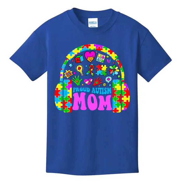 Proud Autism Mom Retro Mama Autism Awareness Month Gift Kids T-Shirt