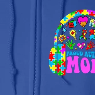 Proud Autism Mom Retro Mama Autism Awareness Month Gift Full Zip Hoodie