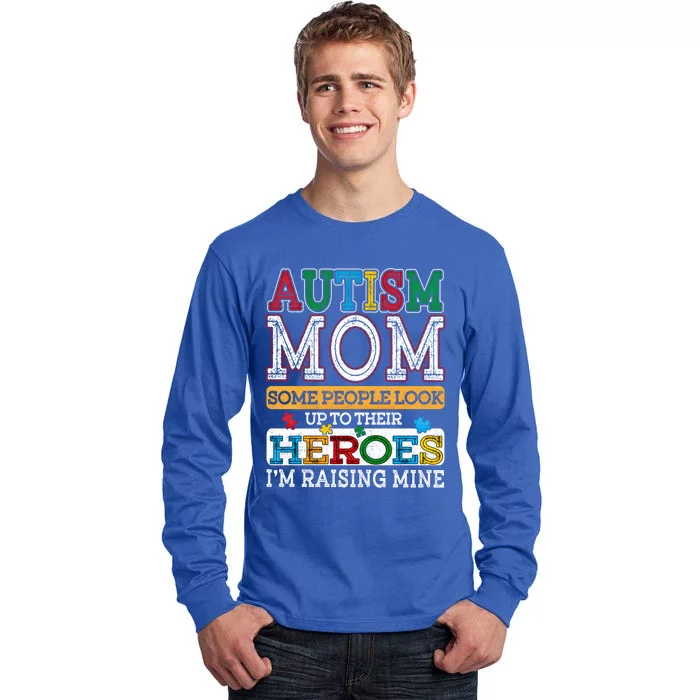 Proud Autism Mom Raising Hero Sped Mom Autism Awareness Gift Tall Long Sleeve T-Shirt