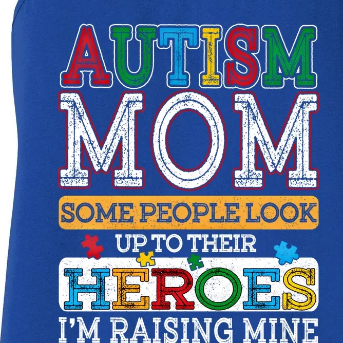 Proud Autism Mom Raising Hero Sped Mom Autism Awareness Gift Women's Racerback Tank