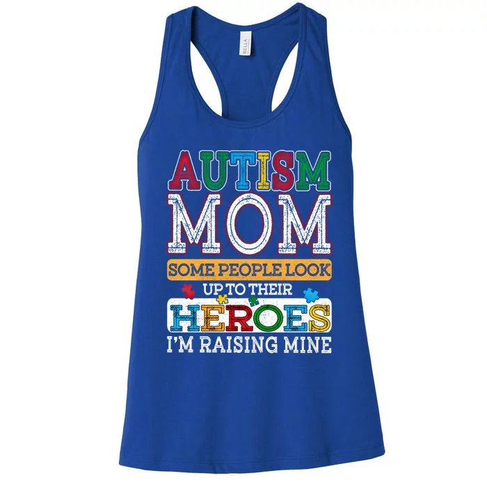 Proud Autism Mom Raising Hero Sped Mom Autism Awareness Gift Women's Racerback Tank