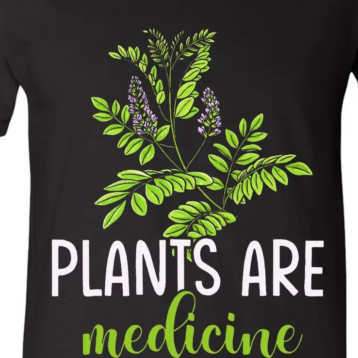 Plants Are Medicine Herbal Herbalist V-Neck T-Shirt