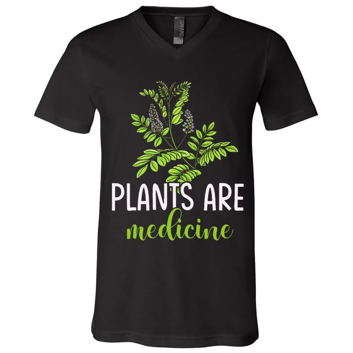 Plants Are Medicine Herbal Herbalist V-Neck T-Shirt