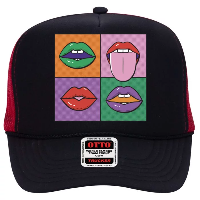 Pop Art Mouths High Crown Mesh Trucker Hat