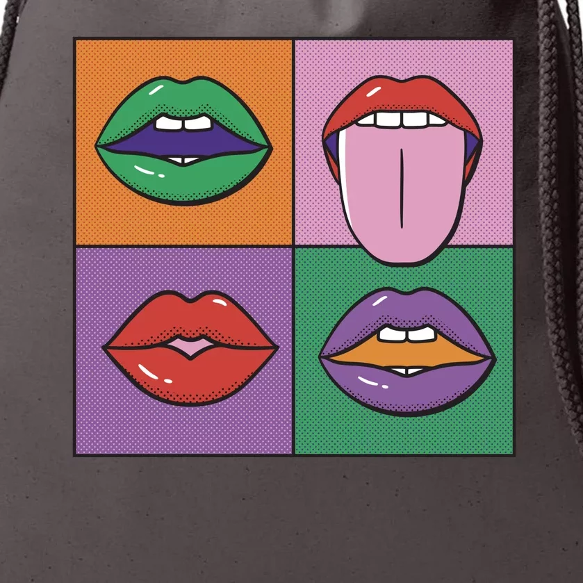 Pop Art Mouths Drawstring Bag