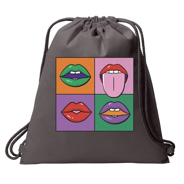 Pop Art Mouths Drawstring Bag