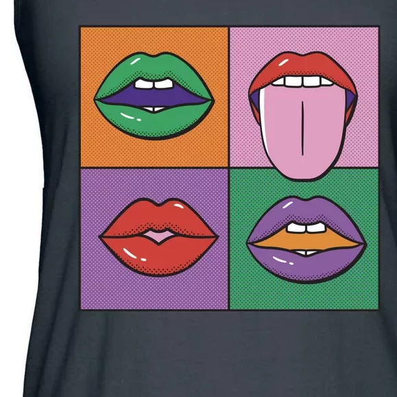 Pop Art Mouths Ladies Essential Flowy Tank