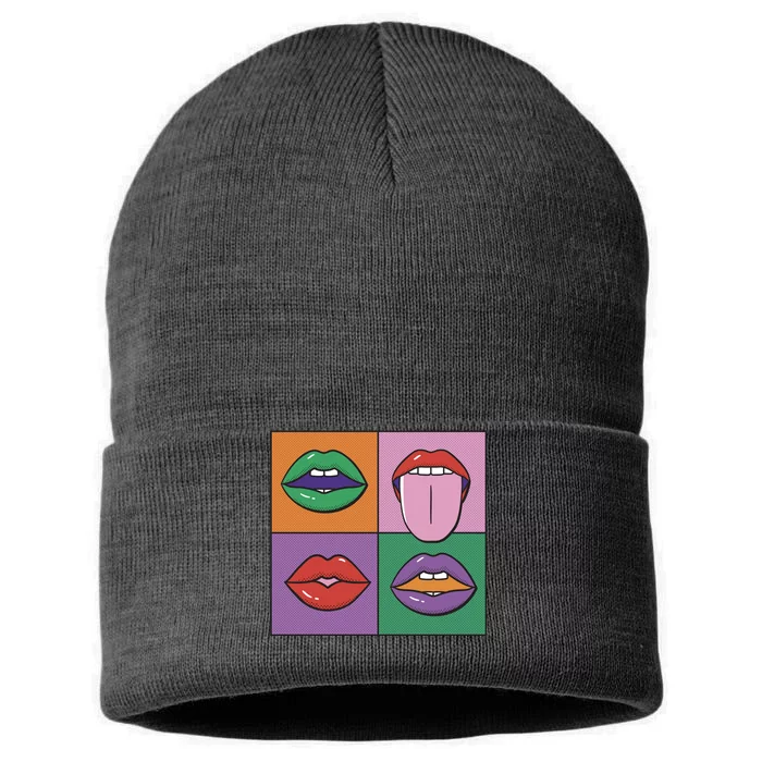 Pop Art Mouths Sustainable Knit Beanie