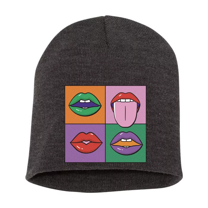 Pop Art Mouths Short Acrylic Beanie