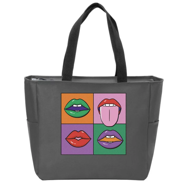 Pop Art Mouths Zip Tote Bag