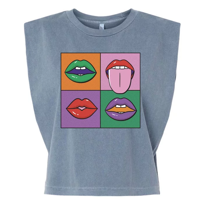 Pop Art Mouths Garment-Dyed Women's Muscle Tee