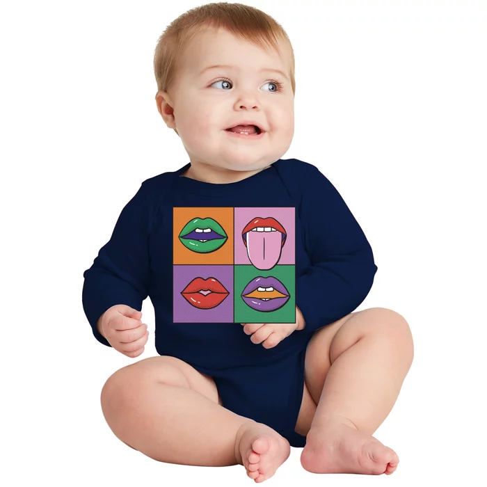 Pop Art Mouths Baby Long Sleeve Bodysuit