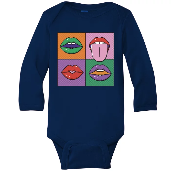 Pop Art Mouths Baby Long Sleeve Bodysuit