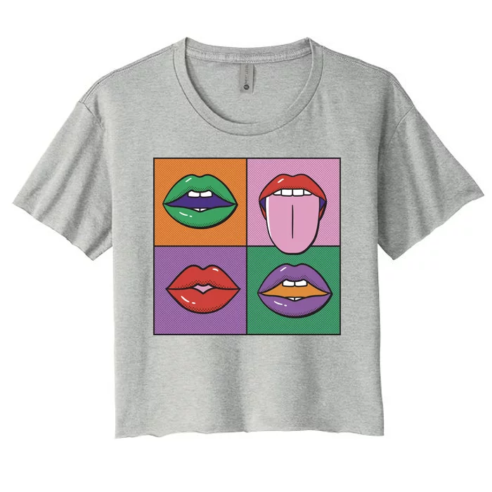 Pop Art Mouths Women's Crop Top Tee