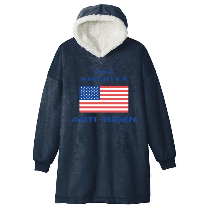 Proamerica Antibiden Maga Conservative Republican Flag Meaningful Gift Hooded Wearable Blanket