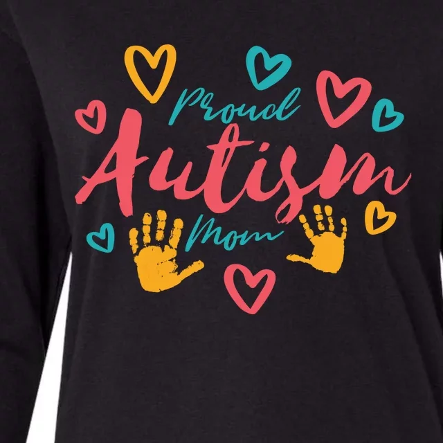 Proud Autism Mom Handprints Womens Cotton Relaxed Long Sleeve T-Shirt