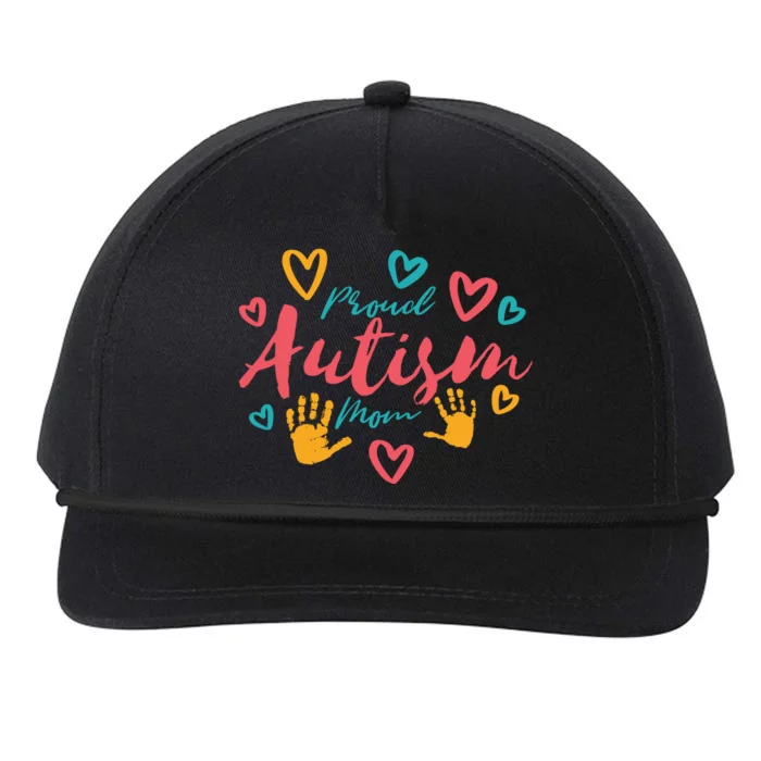 Proud Autism Mom Handprints Snapback Five-Panel Rope Hat