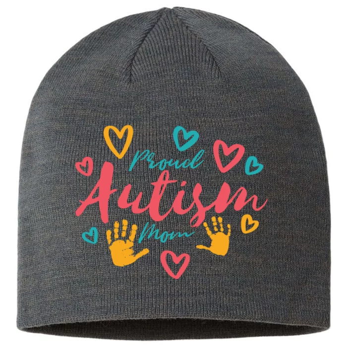 Proud Autism Mom Handprints 8 1/2in Sustainable Knit Beanie