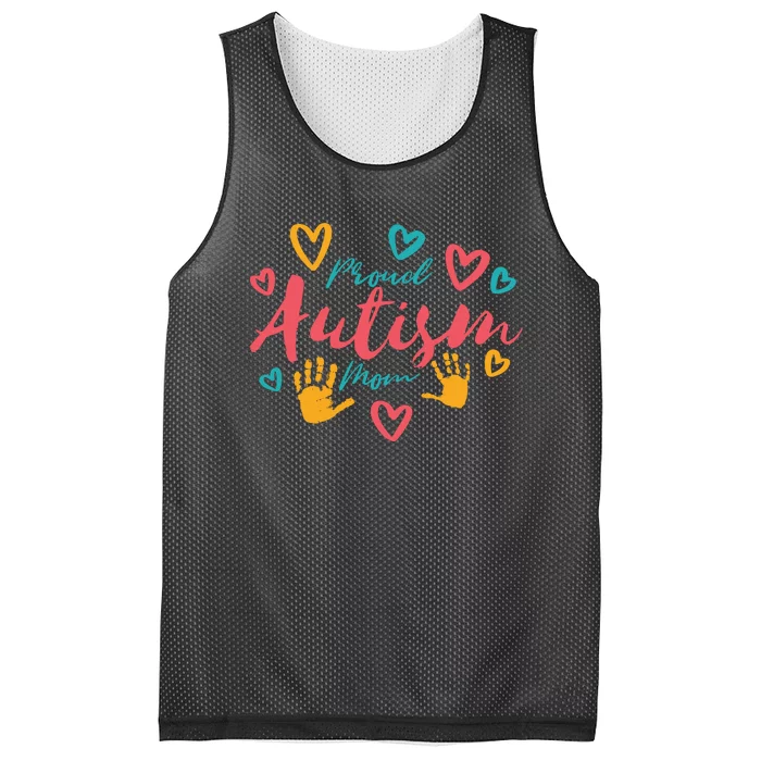 Proud Autism Mom Handprints Mesh Reversible Basketball Jersey Tank