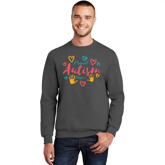 Proud Autism Mom Handprints Tall Sweatshirt