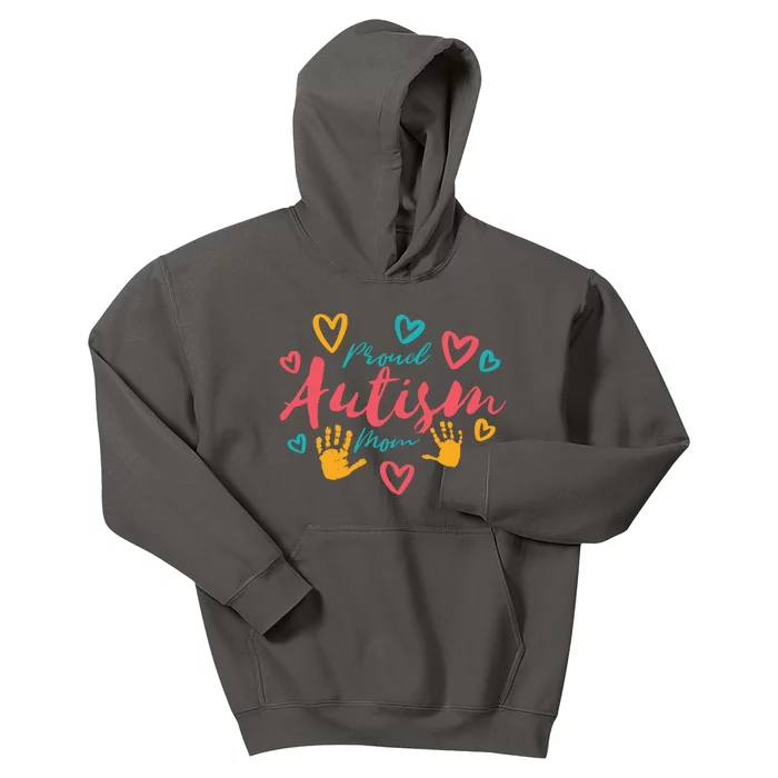 Proud Autism Mom Handprints Kids Hoodie