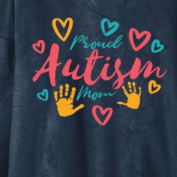 Proud Autism Mom Handprints Hooded Wearable Blanket