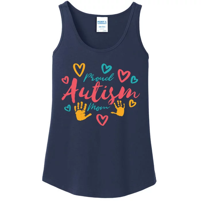 Proud Autism Mom Handprints Ladies Essential Tank