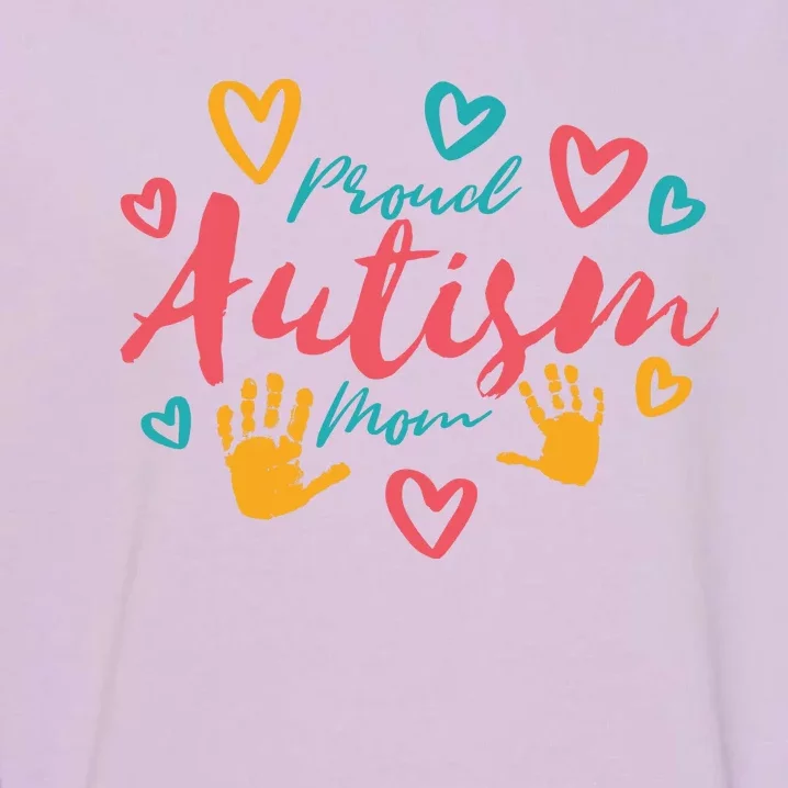 Proud Autism Mom Handprints Garment-Dyed Sweatshirt