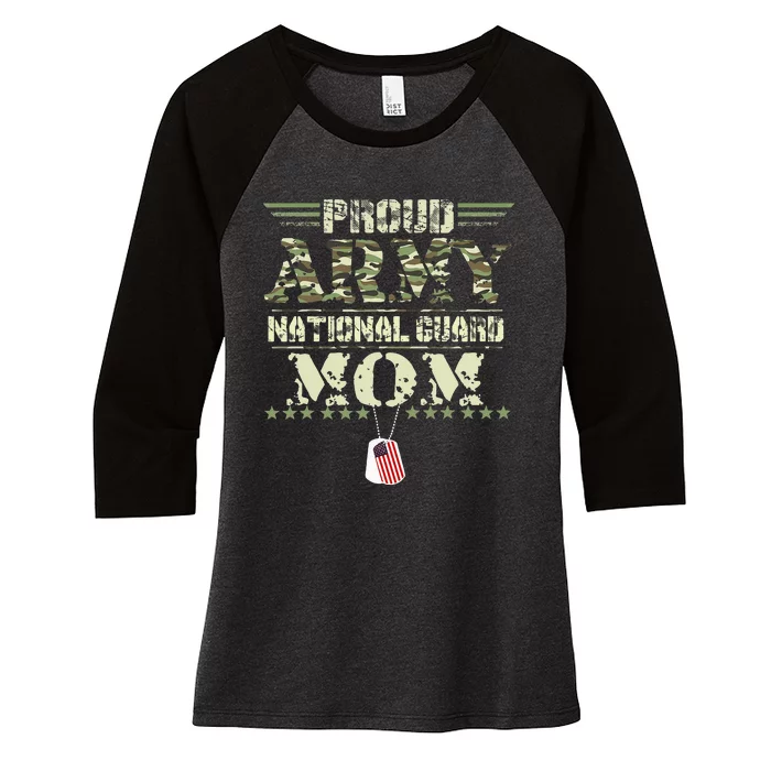 Proud Army National Guard Mom USA Military Veteran Mothers Women's Tri-Blend 3/4-Sleeve Raglan Shirt