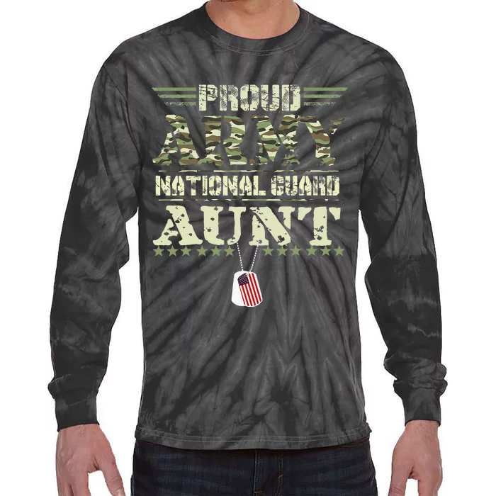 Proud Army National Guard Aunt USA Military Veteran Tie-Dye Long Sleeve Shirt