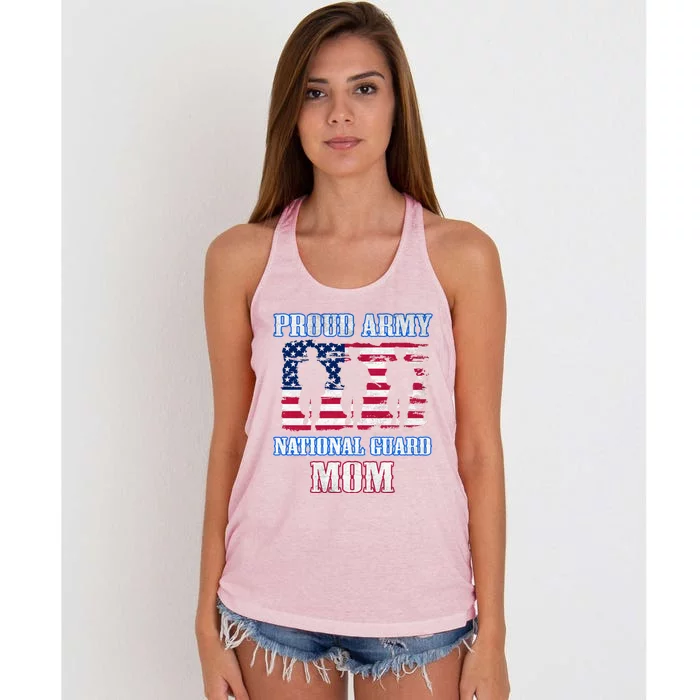 Proud Army National Guard Mom Vintage Military Veteran Gift Women's Knotted Racerback Tank