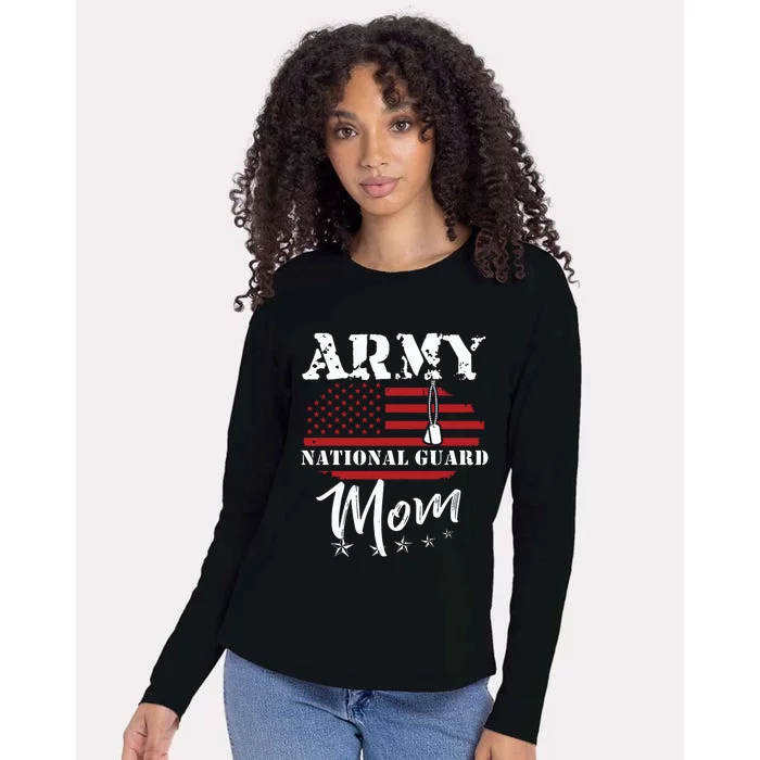 Proud Army National Guard Mom Us Flag Us Military Womens Cotton Relaxed Long Sleeve T-Shirt