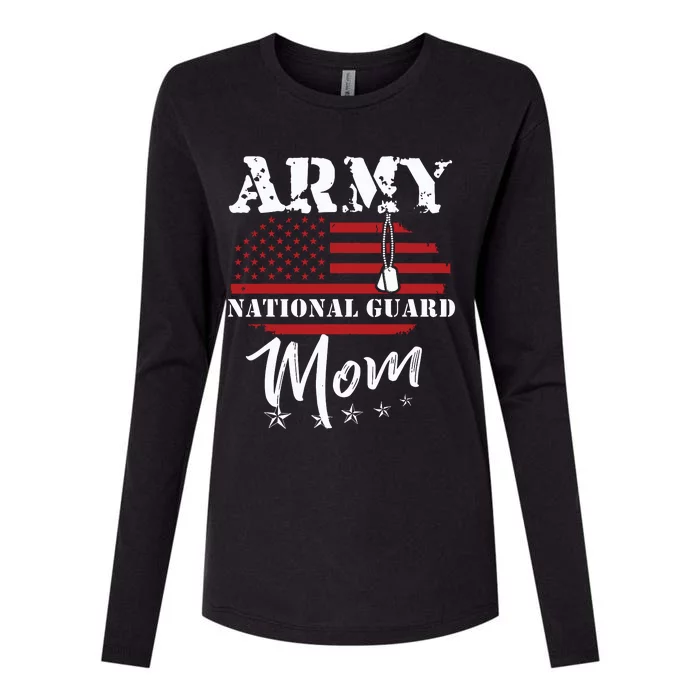 Proud Army National Guard Mom Us Flag Us Military Womens Cotton Relaxed Long Sleeve T-Shirt