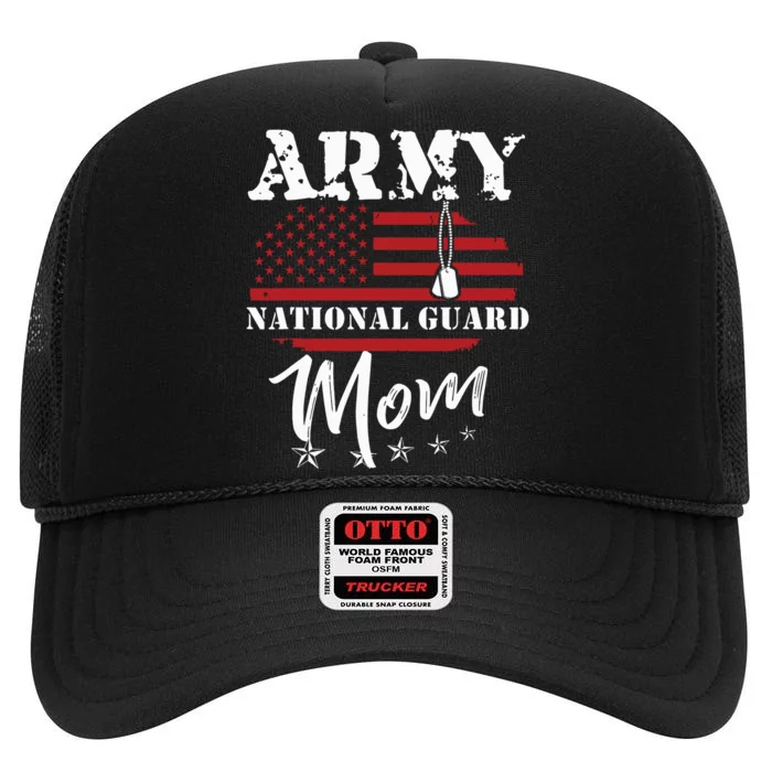 Proud Army National Guard Mom Us Flag Us Military High Crown Mesh Trucker Hat