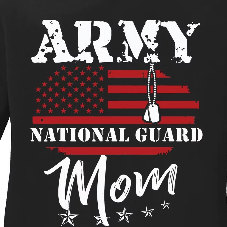 Proud Army National Guard Mom Us Flag Us Military Ladies Long Sleeve Shirt