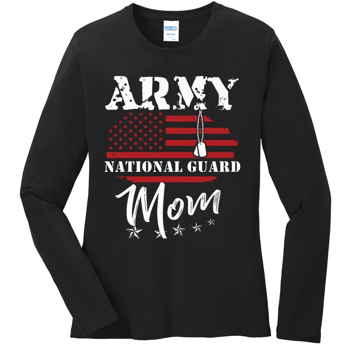 Proud Army National Guard Mom Us Flag Us Military Ladies Long Sleeve Shirt