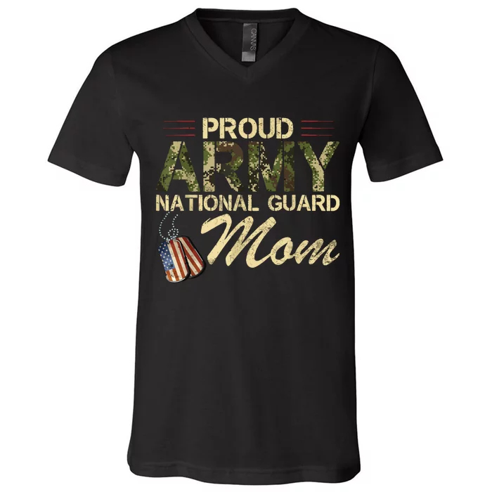 Proud Army National Guard Mom Mothers Day V-Neck T-Shirt