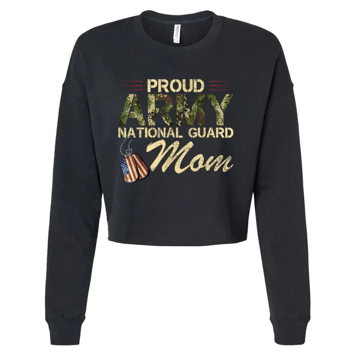 Proud Army National Guard Mom Mothers Day Cropped Pullover Crew