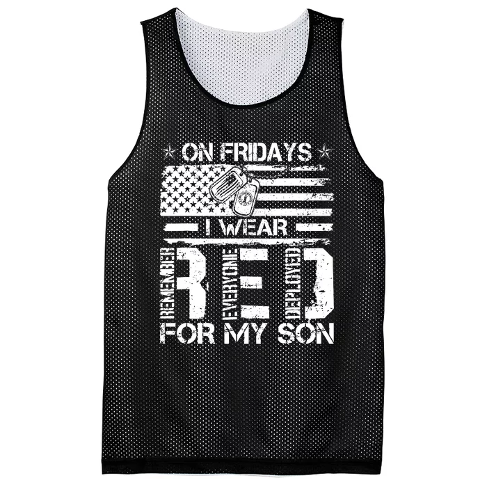 Proud Army National Guard Mom On Fridays I We Wear Red Mesh Reversible Basketball Jersey Tank