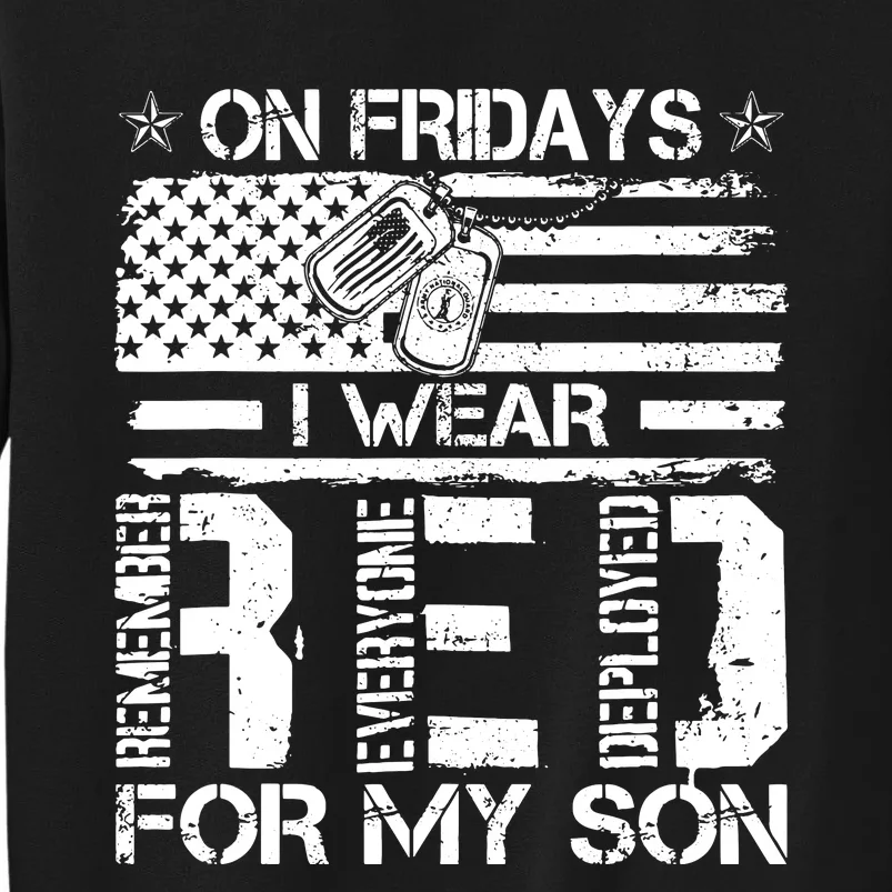 Proud Army National Guard Mom On Fridays I We Wear Red Tall Sweatshirt