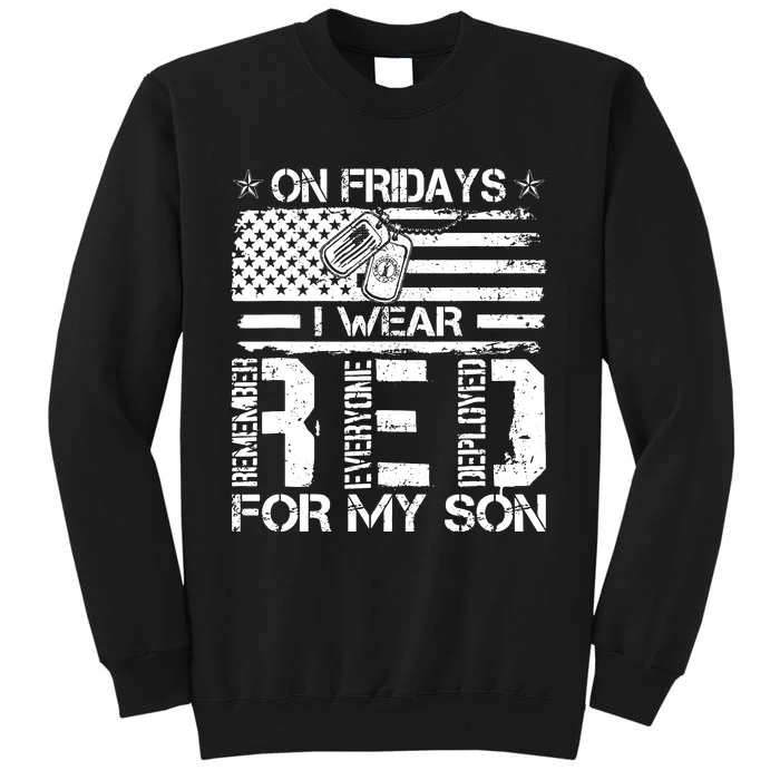 Proud Army National Guard Mom On Fridays I We Wear Red Tall Sweatshirt