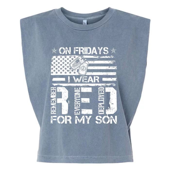 Proud Army National Guard Mom On Fridays I We Wear Red Garment-Dyed Women's Muscle Tee