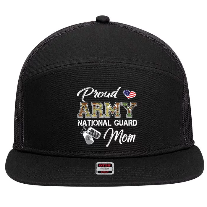 Proud Army National Guard Mom Us Flag Dog Tag 7 Panel Mesh Trucker Snapback Hat