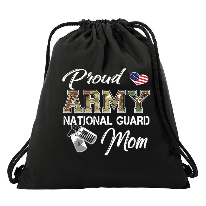 Proud Army National Guard Mom Us Flag Dog Tag Drawstring Bag