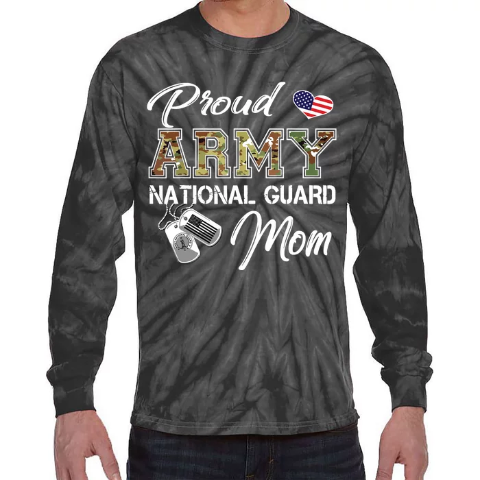 Proud Army National Guard Mom Us Flag Dog Tag Tie-Dye Long Sleeve Shirt