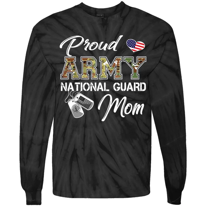 Proud Army National Guard Mom Us Flag Dog Tag Tie-Dye Long Sleeve Shirt